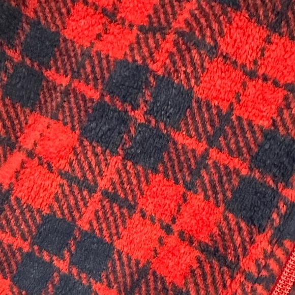 Plaid Hooded Onesie in Red and Navy - Picture 4 of 5
